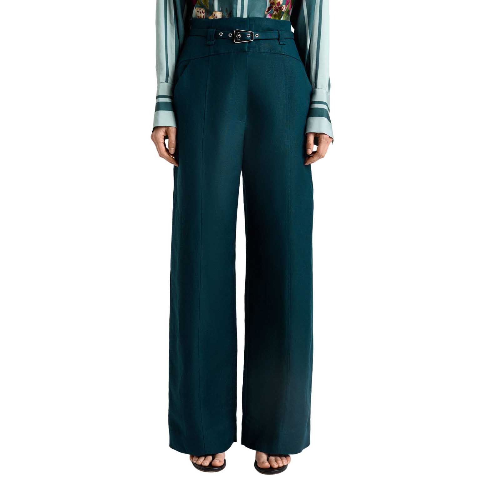 Cue Pine Linen Blend Belted Wide Leg Pant